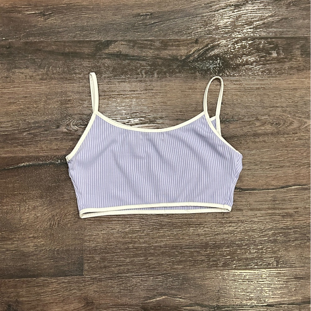 Purple Ribbed Crop Top - Picture 3 of 3